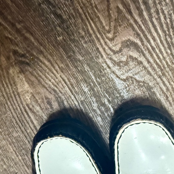 YMC size 7.5 GUC wood bottom Two-Tone Black and White Loafers - Picture 6 of 11